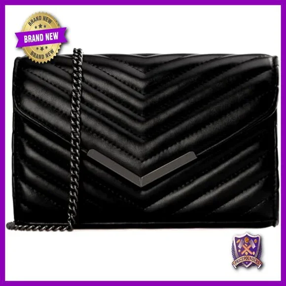 Quilted Vegan Leather Envelope Clutch Evening Bag Elegant Detachable Chain Strap